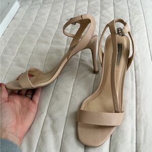 Steve Madden Nude Beige Ankle-Strap Stiletto Sandals